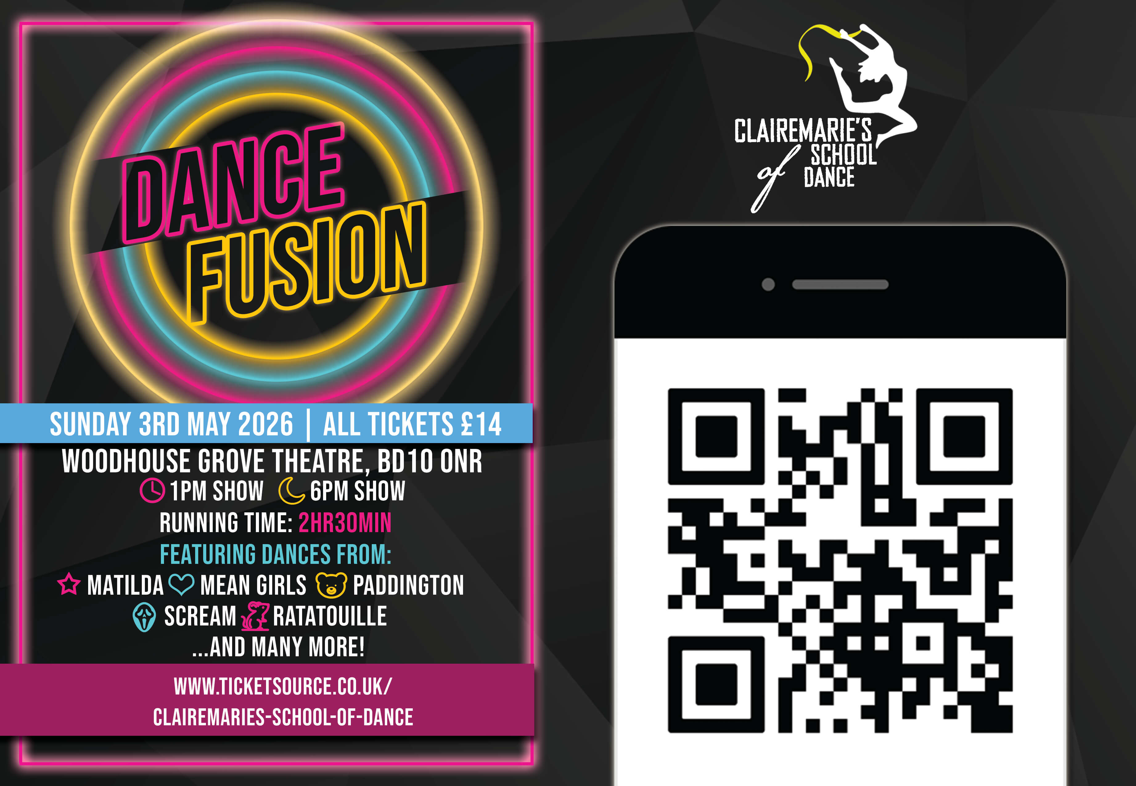 Banner for upcoming show Dance Fusion
